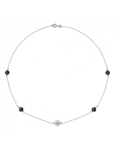 Set a pendente a sfera in argento con cristallo bianco e perla reale