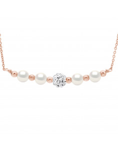 Collier Perle de Culture et Cristal Preciosa - Argent 925 plaqué Or Rose - GARANCE