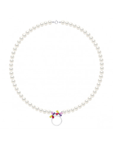 Pearl-Halskette mit mehrfarbigen Zirkoniumoxiden 925 - Olivia