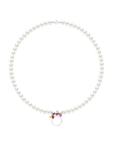 Collar de perlas con óxidos de circonio multicolor 925 - Olivia