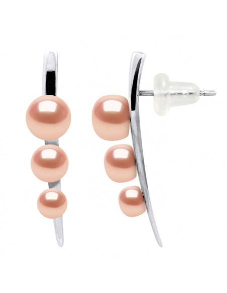 Boucles d'Oreilles Trio en Argent 925 et Perles de Culture - 3 Coloris Disponibles - MARION