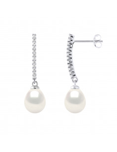 Boucles d'Oreilles Perles de Culture en Argent 925 et Oxydes de Zirconium - SOPHIA