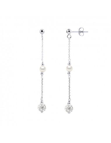 Culture Beads Pearl Earrings - 3 Colors Available - Silver 925 and Crystal - Celeste