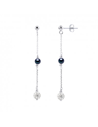 Boucles d'Oreilles Pendantes Perles de Culture - 3 Coloris Disponibles - Argent 925 et Cristal - CELESTE