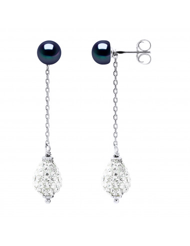 Solid silver earrings real culture pearl