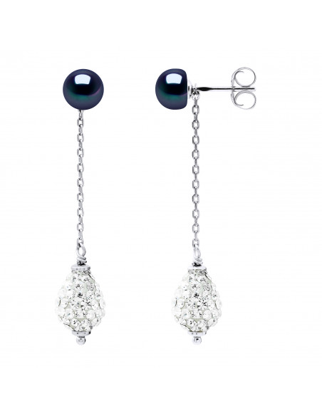 Boucles d'oreilles Argent Massif Véritable Perle de Culture