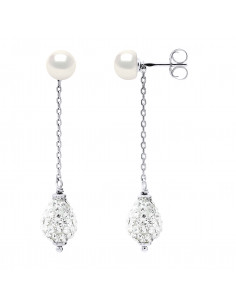 Boucles d'oreilles Argent Massif Véritable Perle de Culture