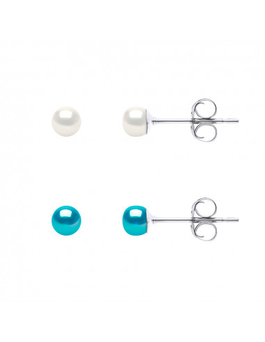 Box 2 pairs Earrings - Culture beads 4 mm - Silver 925 - Naomi