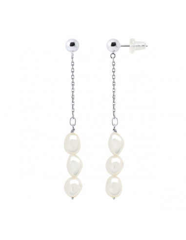 Pendientes colgantes 6 perlas barrocas - 2 colores - Plata 925 - Maud