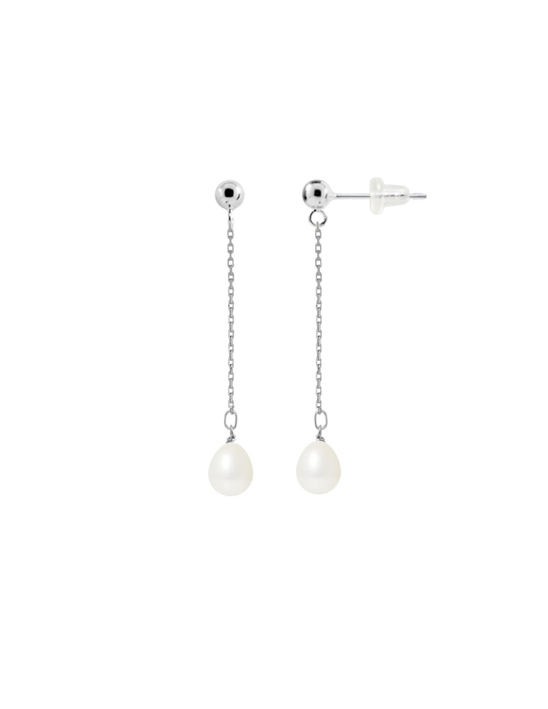 Boucles d'Oreilles Pendantes Perles 7-8 mm - Plusieurs Coloris - Argent 925  - BANDOL