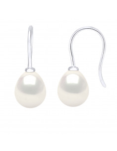 Boucles d'oreilles Argent Massif Véritable Perle Blanche
