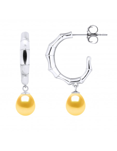 Orecchini Perle di coltura pera - 5 colori - 925 Argento - Bambù