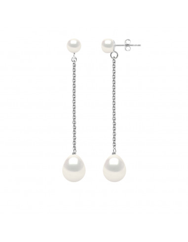 Pendientes de perlas de perlas dobles - 2 colores - plata 925 - Emmy