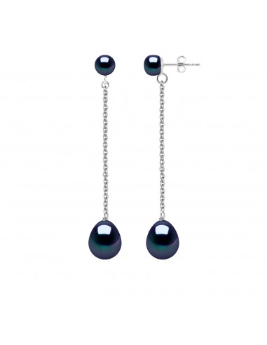 Double Pearl Beads Pearl Earrings - 2 Colors - Silver 925 - Emmy