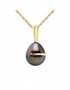Pendentif en Or et Perle de Tahiti Poire 8-9 mm - TENANGA