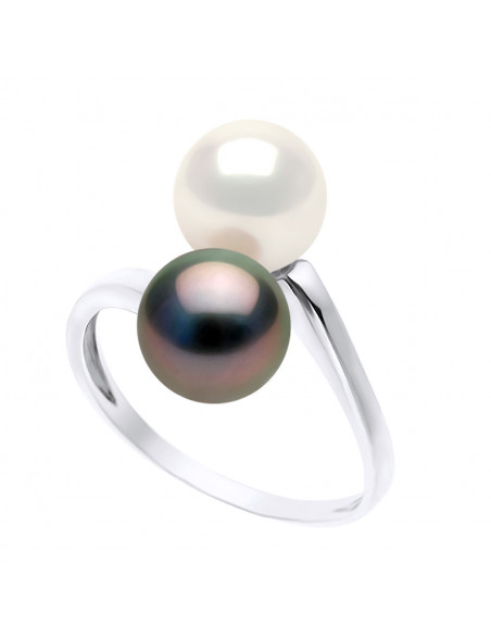 Toi & Moi en Argent 925 avec 2 Perles Rondes 8 mm - HAPARATU