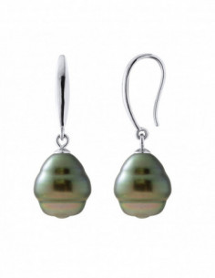 Crochets d'Oreilles en Argent 925 et Perles de Tahiti Cerclées 10 mm - RAMAK