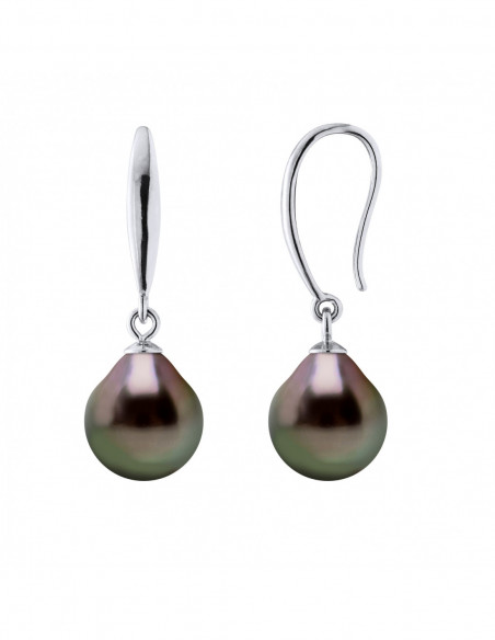 925 silver ear hooks with Tahiti pearls 9 mm pears - Tagano