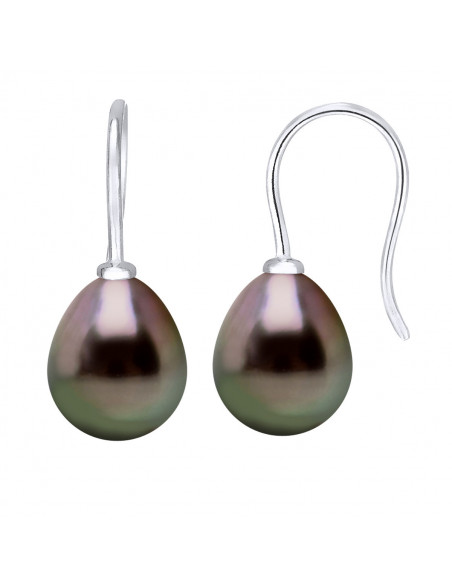 925 silver ear hooks and tahiti pearl pears 8 mm - Kunaama