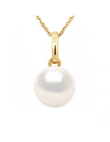 Anhänger in Gelbgold oder Weißgold und Kultivierte Perle 7 mm - 2 Farben - Tania