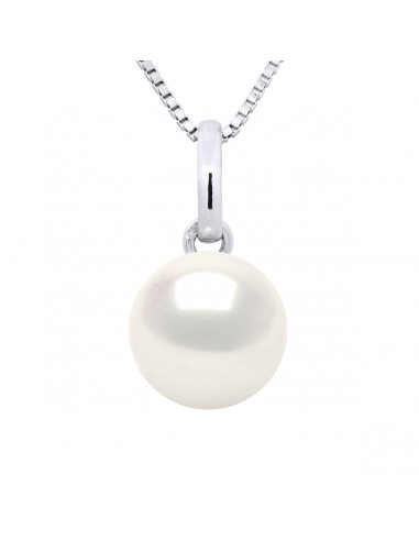18K gold pendant and 7 mm culture pearl - 2 colors - Emilia