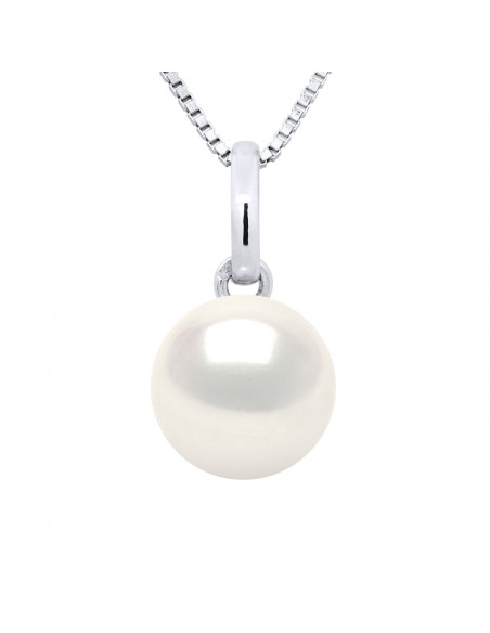 18K gold pendant and 7 mm culture pearl - 2 colors - Emilia