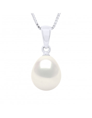 Colgante de oro blanco y perla real