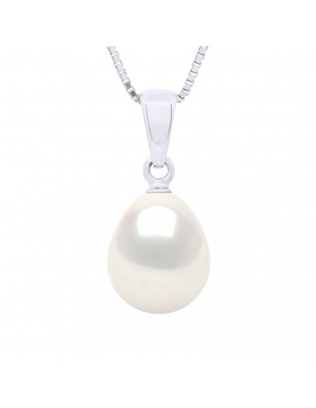 Pendentif en Or Blanc et Véritable Perle