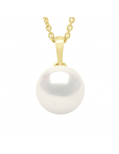 Yellow gold or white gold pendant and 9 mm culture pearl - 2 colors - Jenna