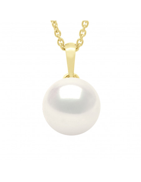 Yellow gold or white gold pendant and 9 mm culture pearl - 2 colors - Jenna