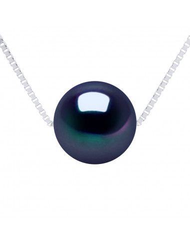 Gold Chain Necklace and 8 Mm Round Culture Pearl - 3 Colors - Lilya