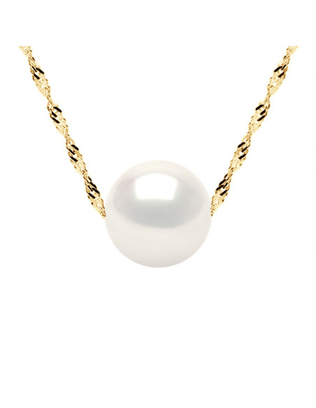 Collier en Or et Perle de Culture Ronde 9 mm - 2 Coloris - JUDITH