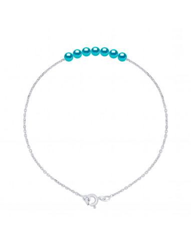 Yellow gold or white gold bracelet and 3 mm culture pearls - 5 colors - Cathy