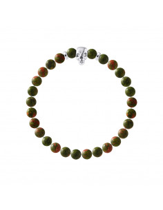 Bracelet Tête de Mort et Unakite Naturelle - Argent 925 - SKULLY