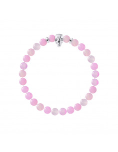 Bracelet Tête de Mort et Agate Rose - Argent 925 - SKULLY