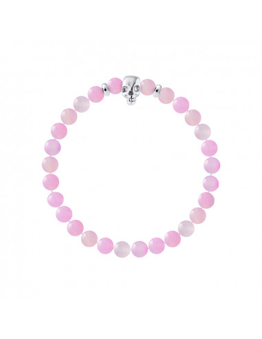 Braccialetto Capo di morte e agata Rose - Argento 925 - Skully
