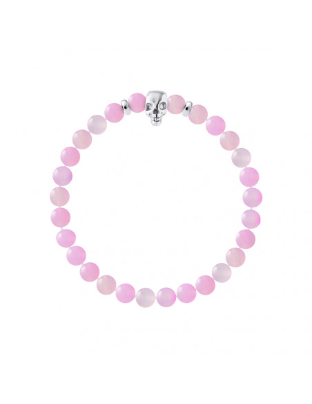 Armbandkopf des Todes und der Achatrose - Silber 925 - Skully