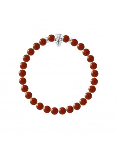 Bracelet Tête de Mort et Agate Rouge - Argent 925 - SKULLY
