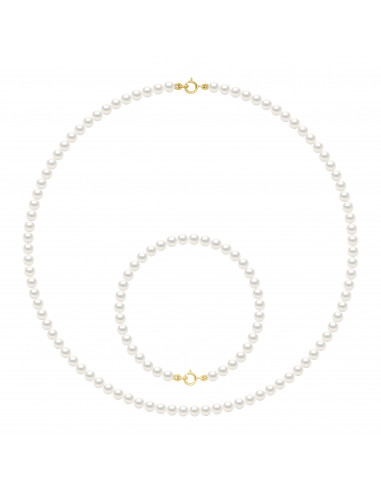 Endrums Pearls Necklace and Bracelet Culture Beads 4 mm - Gold Clasp - 8 Colors - Angela