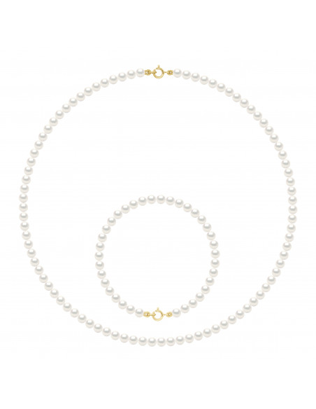 Endrums Perle Collana e bracciale Bracciale Perline da 4 mm - Gold Chiusura - 8 colori - Angela