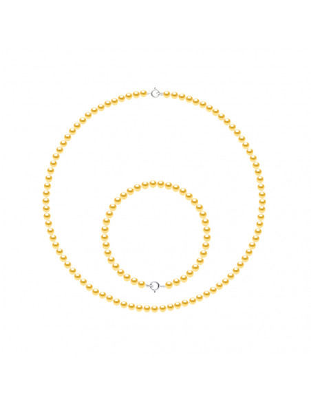 Endrums Perle Collana e bracciale Bracciale Perline da 4 mm - Gold Chiusura - 8 colori - Angela