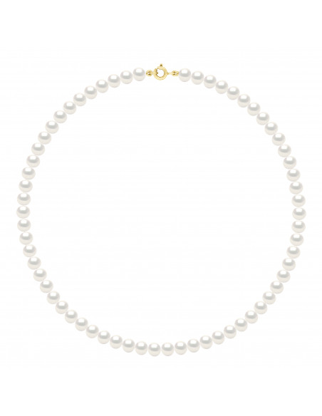 Collier Rang de Perles de Culture Semi Rondes 6 mm - Fermoir en Or - 2 Coloris - CORALIE