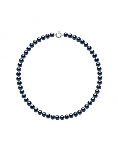 Necklace Rank of Pearls Semi Round 8 mm - 2 Colors - Prestige Clasp in Gold - Nataly