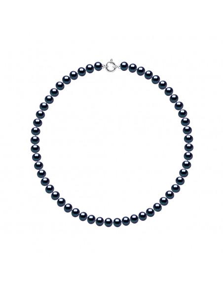 Necklace Rank of Pearls Semi Round 8 mm - 2 Colors - Prestige Clasp in Gold - Nataly