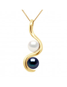 Pendentif Toi et Moi en Or et Perles de Culture Rondes 7 mm - AURIANE
