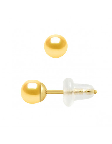 Gold Earrings and 4mm Culture Beads - 6 Colors - Soroya