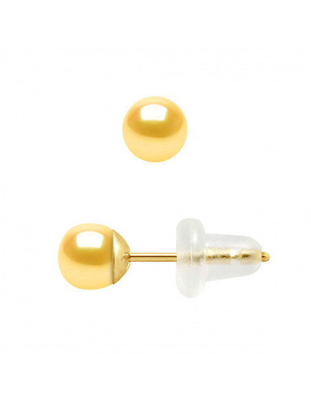 Goldohrringe und 4-mm-Kulturperlen - 6 Farben - Soroya