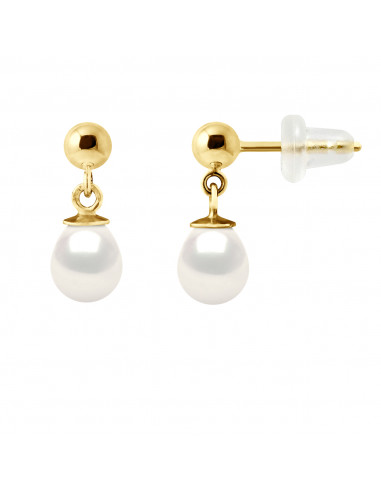 Orecchini a pendenti in oro e perline di coltura per pera 6 mm - 2 colori - Wendy