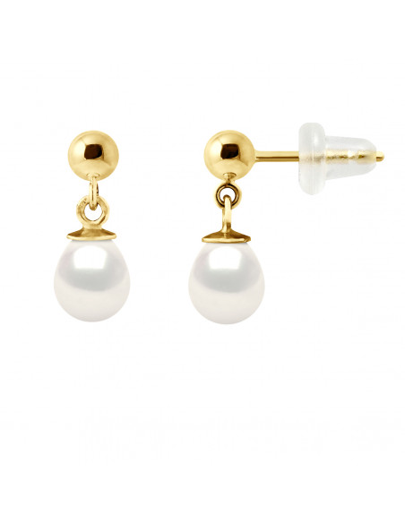 Orecchini a pendenti in oro e perline di coltura per pera 6 mm - 2 colori - Wendy