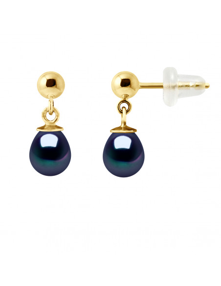 Orecchini a pendenti in oro e perline di coltura per pera 6 mm - 2 colori - Wendy